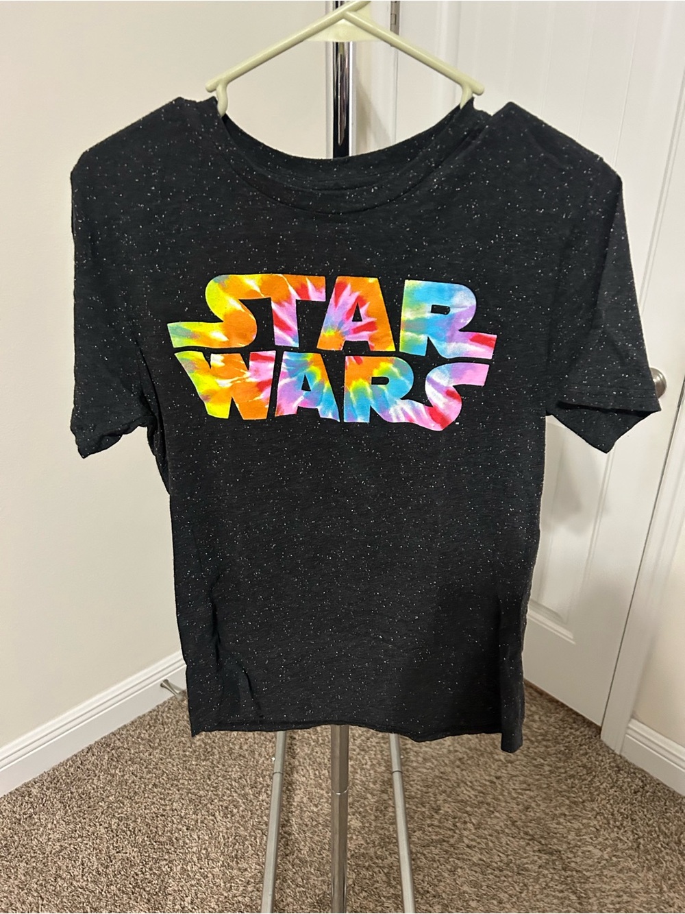 Star Wars Black Tee with Rainbow Tie-Dye Logo